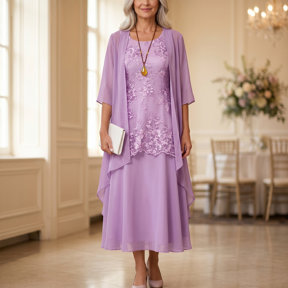 Florenza – Women's Elegant Lace and Chiffon Dress Set