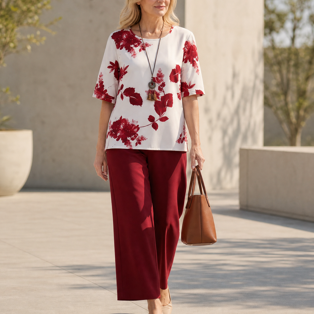 Avery – Women's Floral Top & Wide-Leg Pants Set
