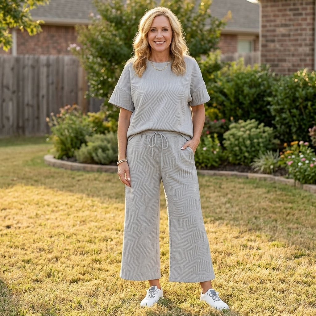 Lunavia – Women's Textured Knit Two-Piece Lounge Set