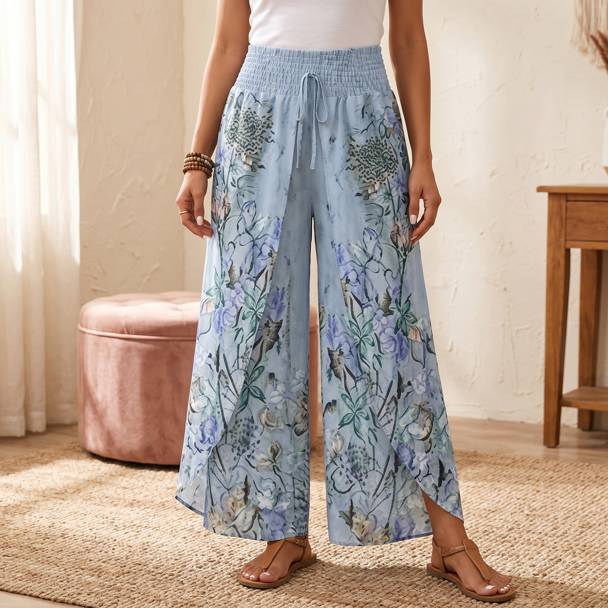 Lunavia – Women's Boho Floral Wide-Leg Pants
