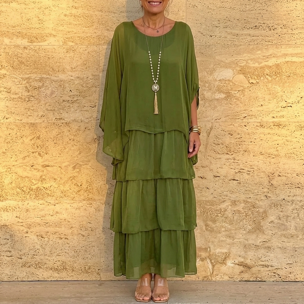 Velara – Women's Flowing Tiered Chiffon Maxi Dress
