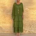 Velara – Women's Flowing Tiered Chiffon Maxi Dress
