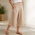 Coastella – Women's Smocked-Waist Wide-Leg Culottes