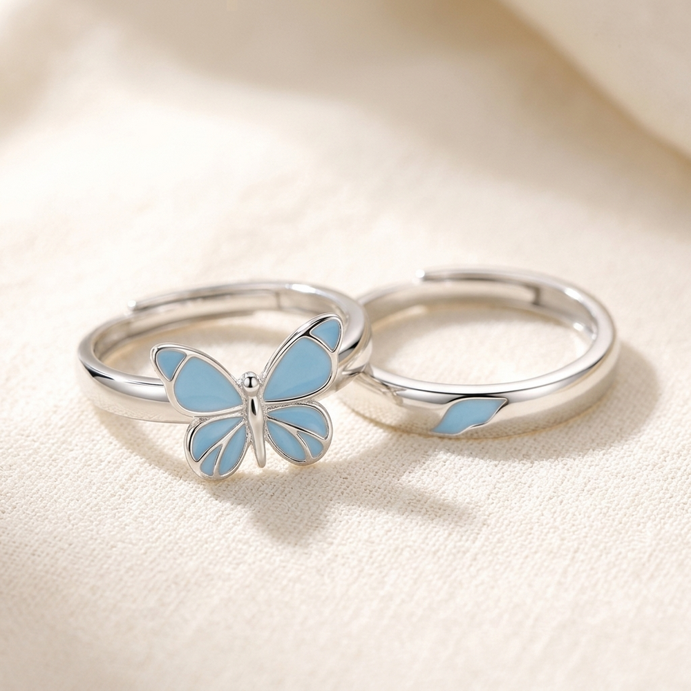 Wearbella – Glow-in-the-Dark Butterfly Couple Rings Set