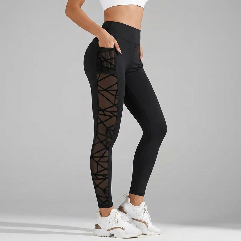 Luxefit – High Waisted Mesh Leggings with Hidden Pocket