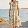 Florenza – Women's Floral V-Neck Smocked Midi Dress
