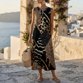 Vivara – Sleeveless Leopard Patchwork Midi Dress