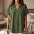 Solenne – Women's Soft Drape V-Neck Blouse