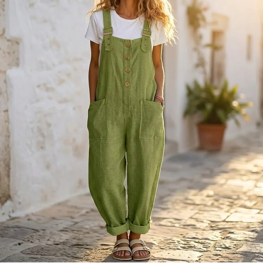 Slowlinen – Loose Button-Front Overalls