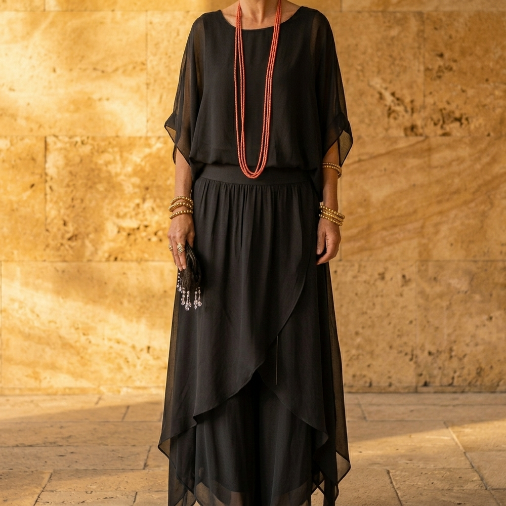 Vivara – Women's Flowy Chiffon Two Piece Set