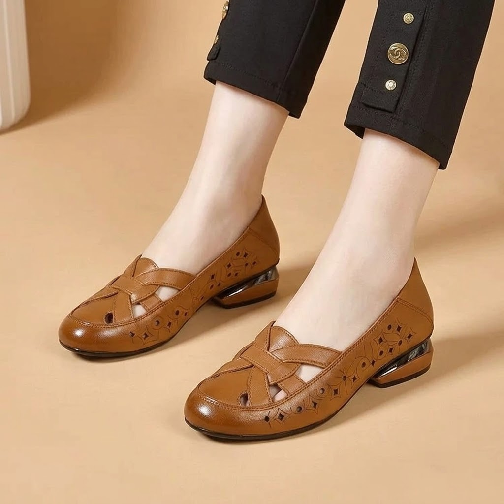 Lorella – Woven Cutout PU Slip-On Flat