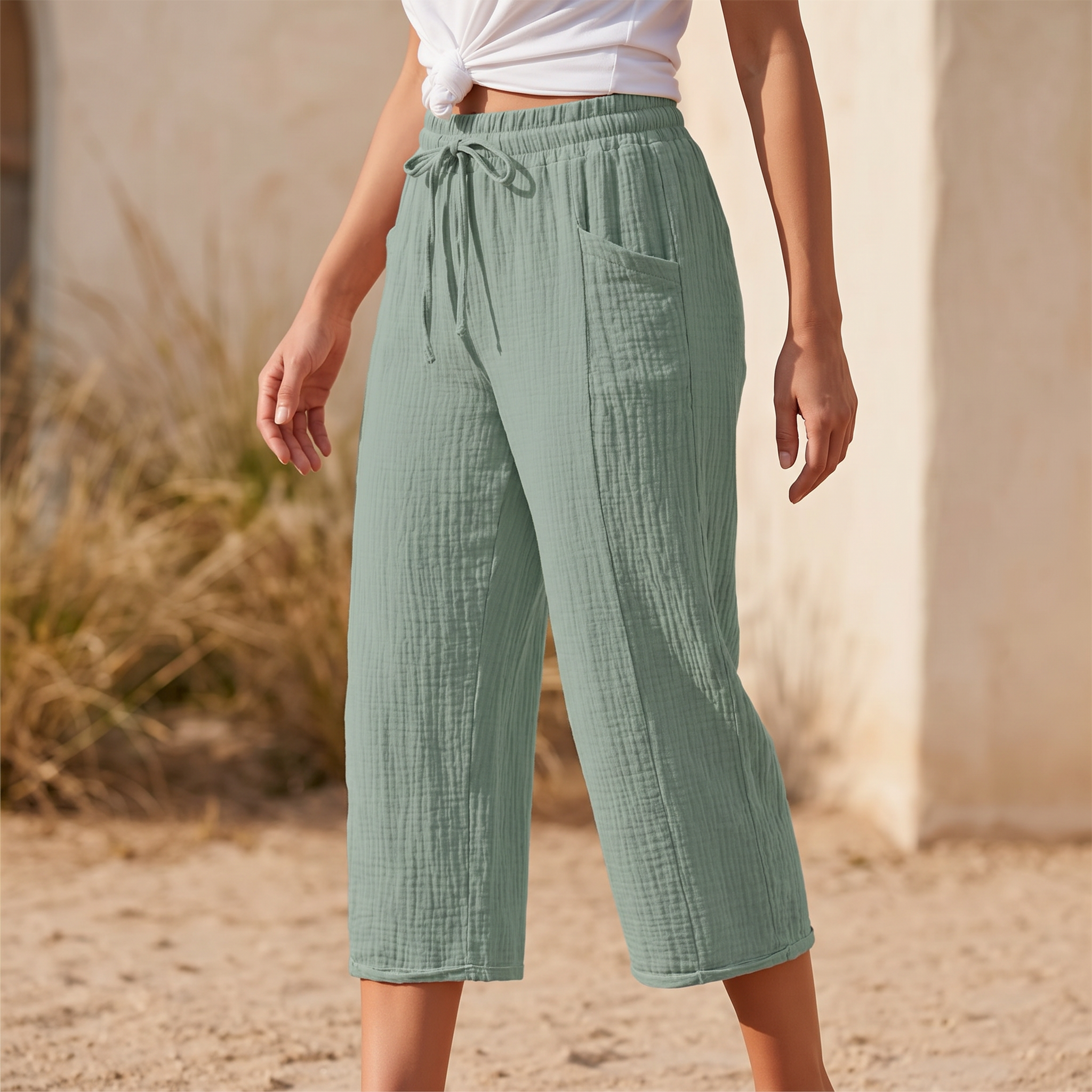 Selora – Women's Crinkle Capri Pants