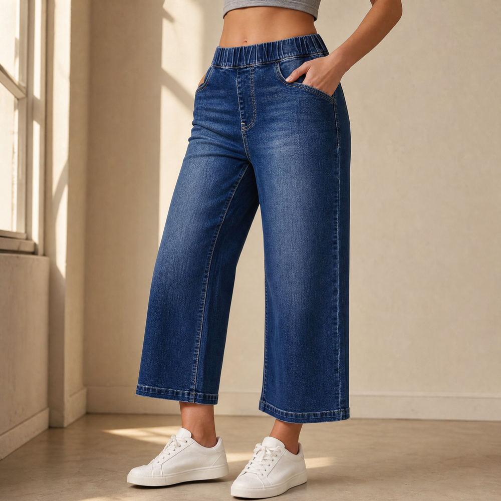 Lounette™ Elastic-Waist Cropped Denim Jeans for All-Day Comfort