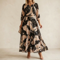 Vivara – Women's Marble Gold Chiffon Maxi Dress