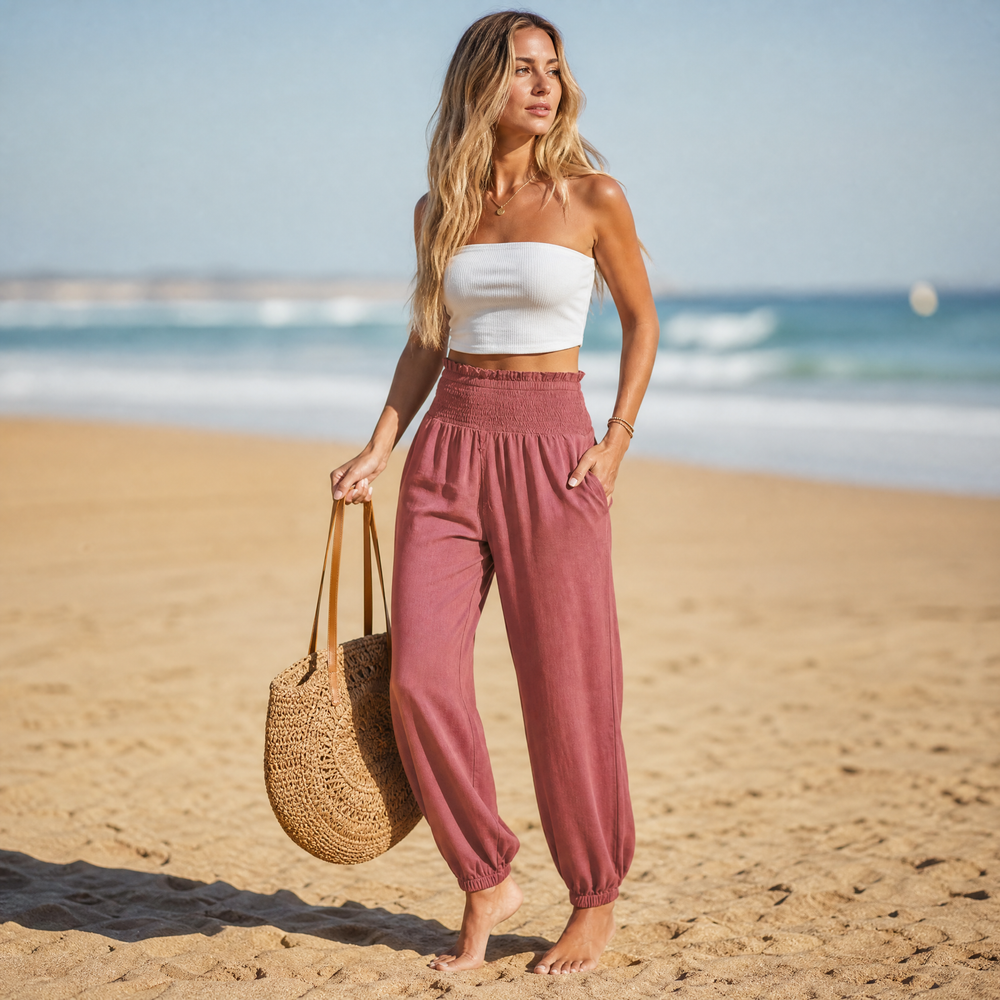 Breesa™ – Smocked High-Waist Summer Pants