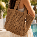 Solenne – Handwoven Straw Tote with Zip Lining