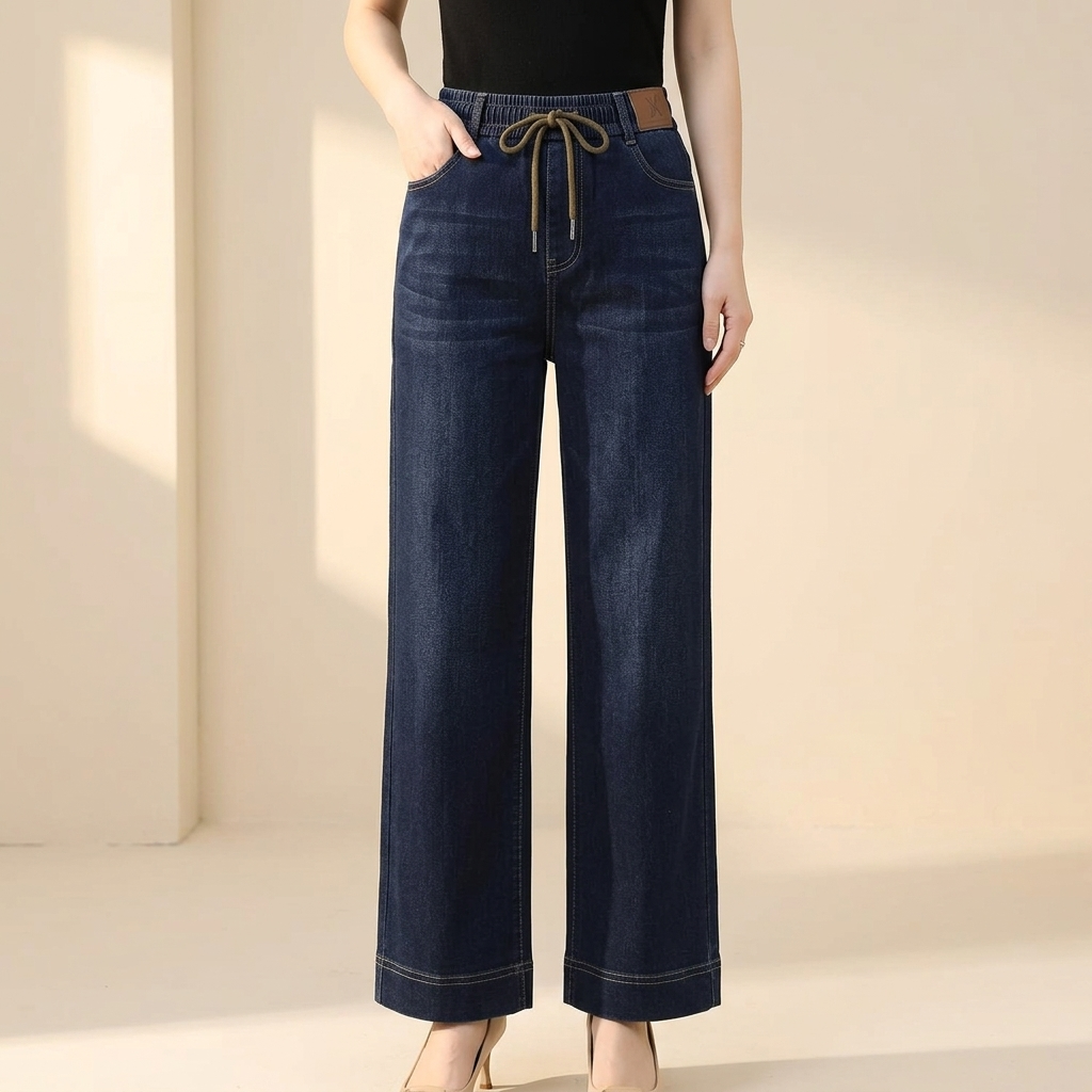 Velora – Drawstring Wide-Leg Comfort Jeans