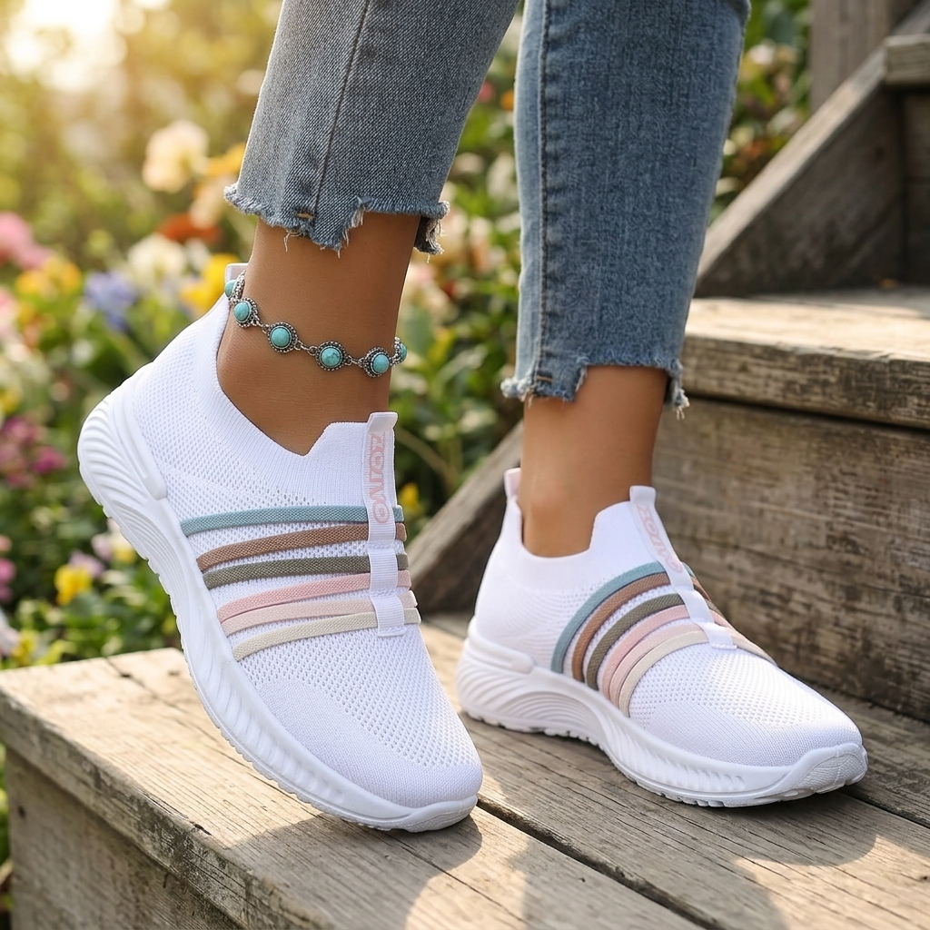 Steplia – Women's Breathable Mesh Slip-On Sneakers