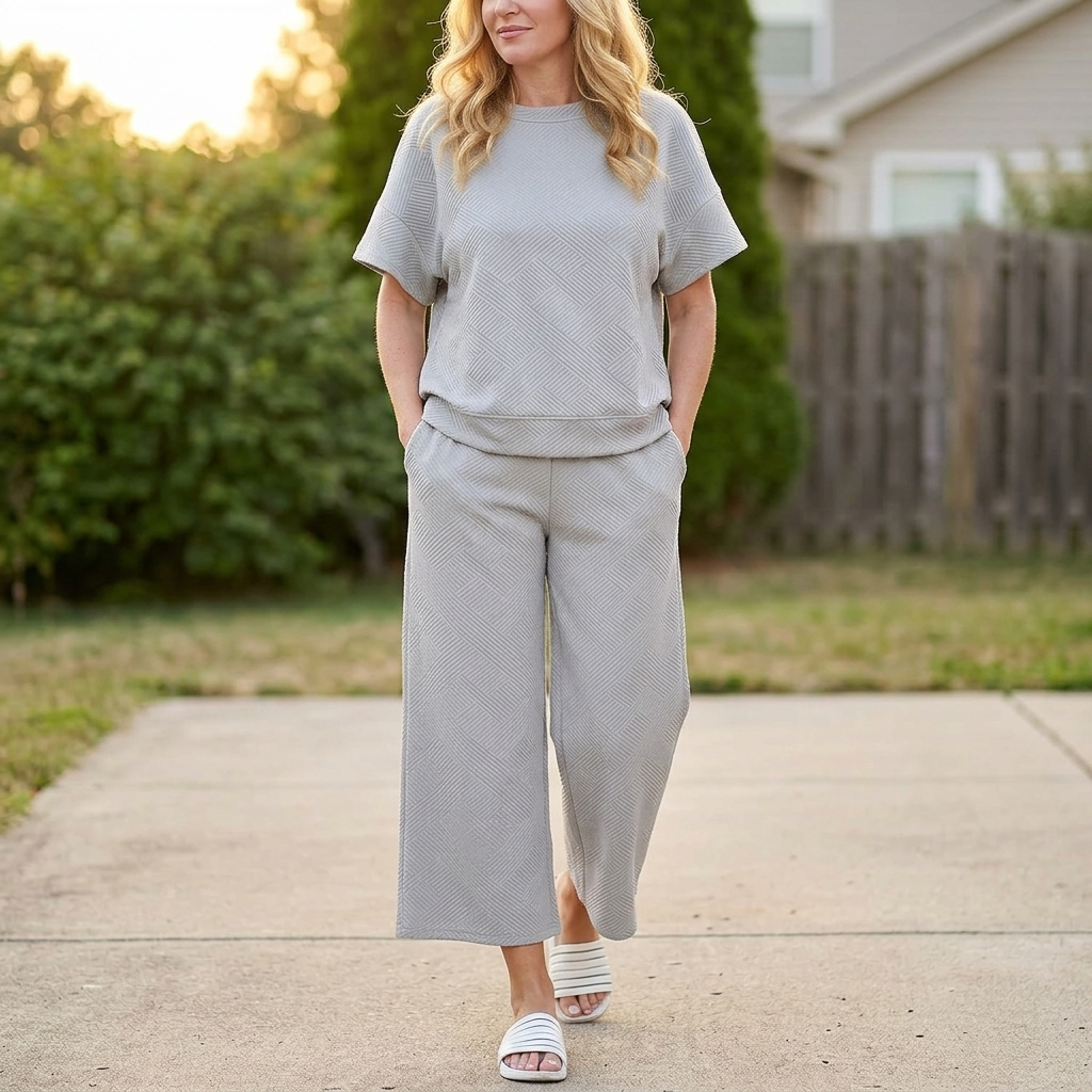 Lunavia – Women's Textured Knit Two-Piece Lounge Set