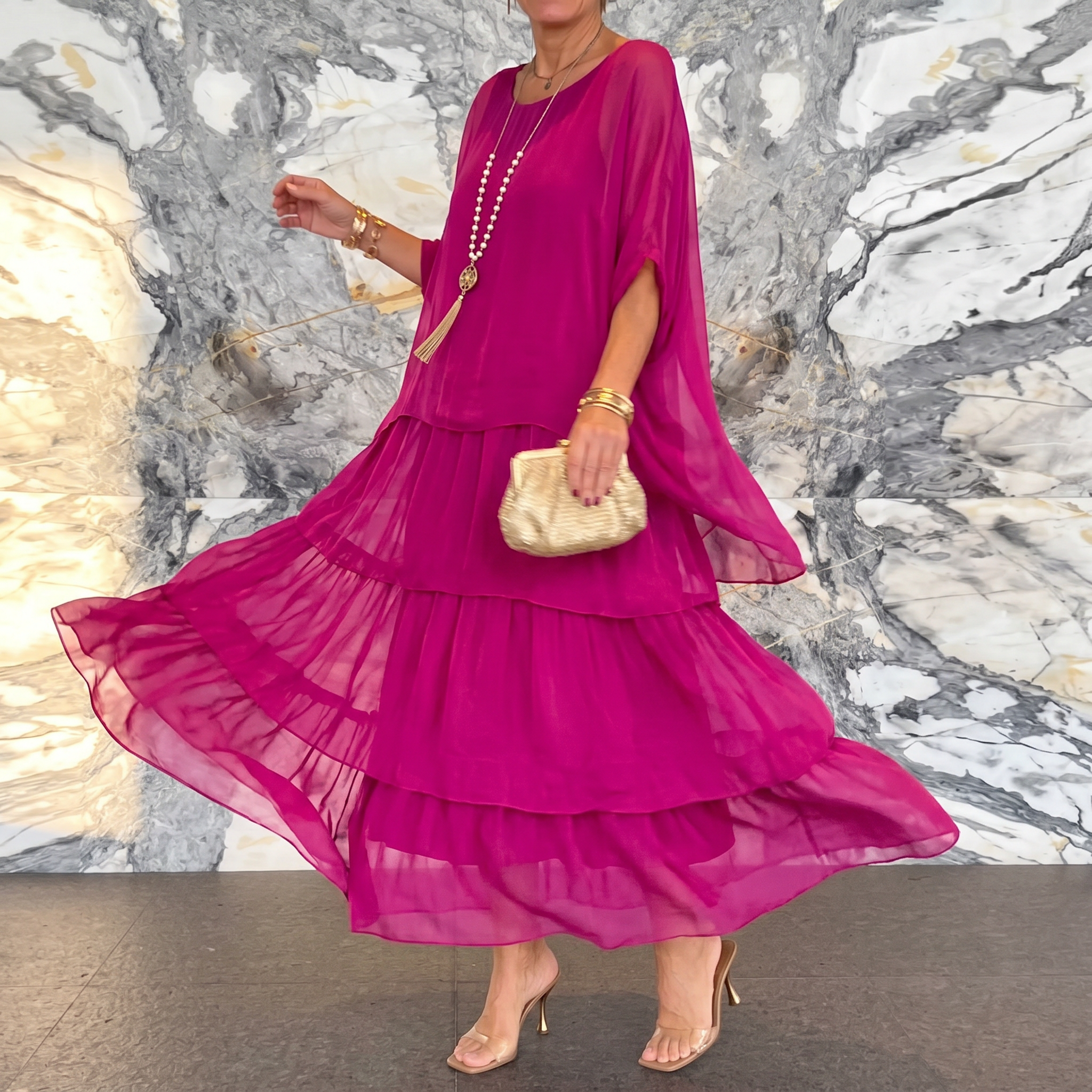 Marella – Women's Elegant Tiered Dress for Events