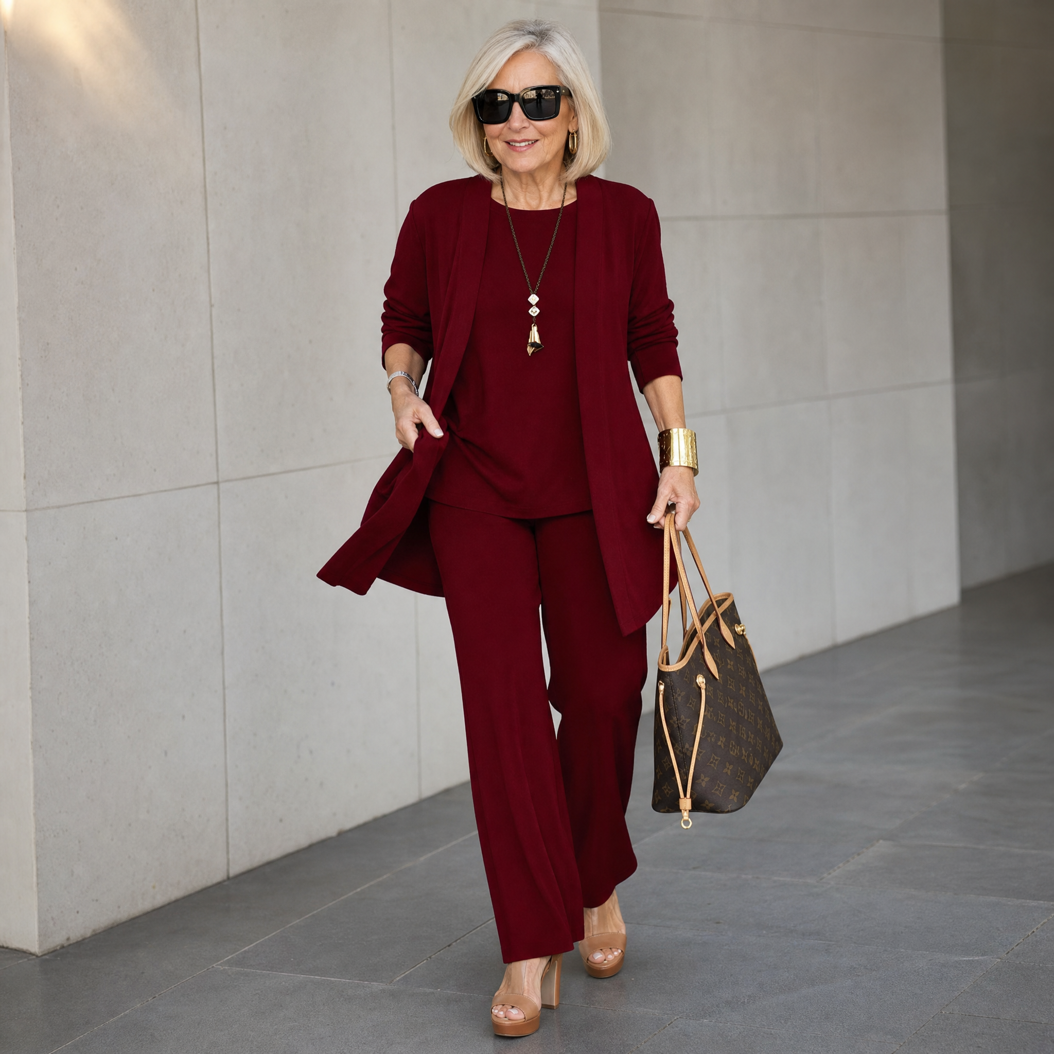 Maevelle – Women's Elegant 3-Piece Set with Drape Cardigan