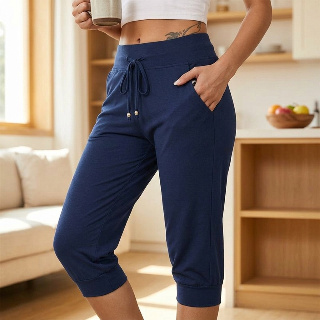 Lunara – Soft Cotton Drawstring Capri Joggers
