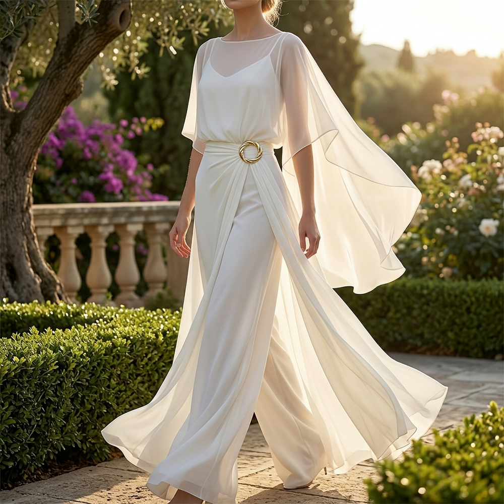 Velaire – Cape Sleeve Top and Wrap Pants Set for Women