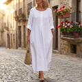 Lunavia – Women's Flowy Linen-Style Maxi Dress