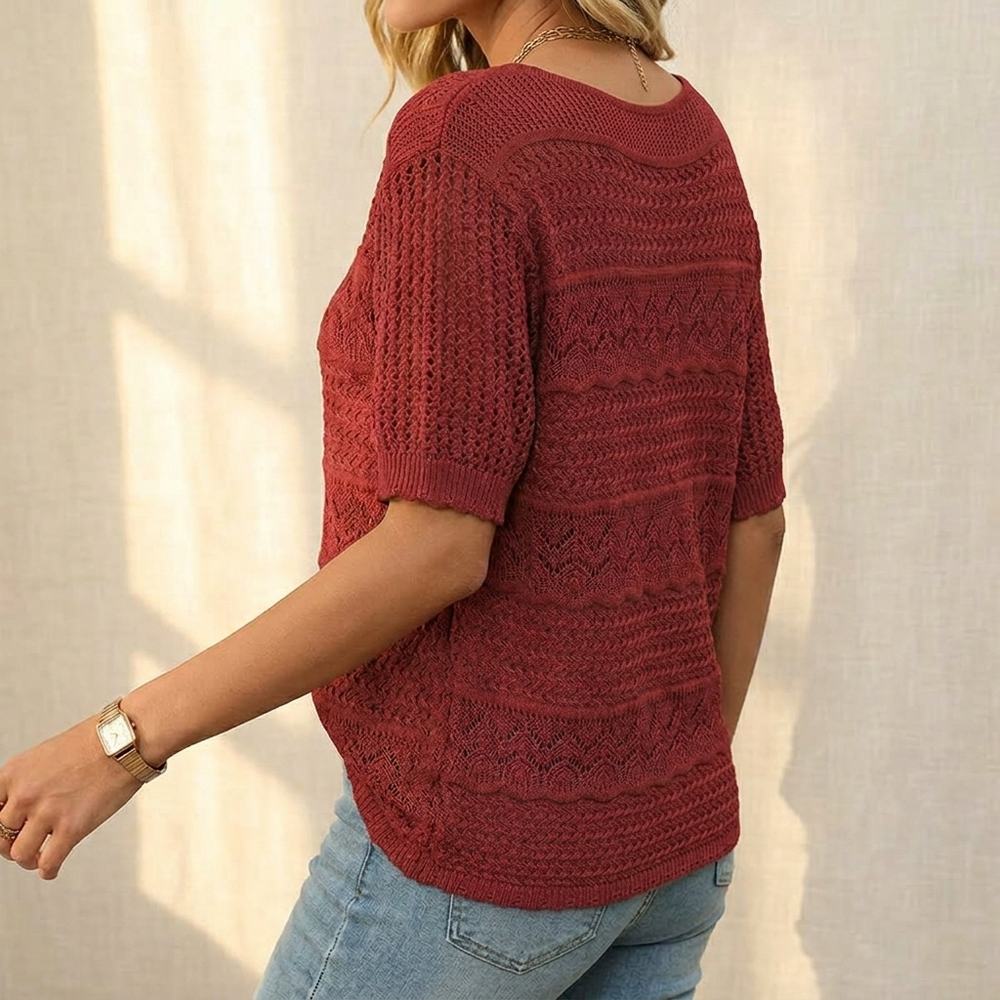 Wovelle – Women's Textured Knit Top for Warm Days