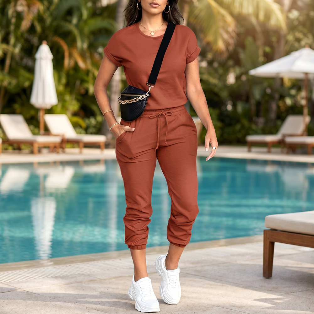 Lunavia – Women's Matching Tee & Jogger Set with Pockets