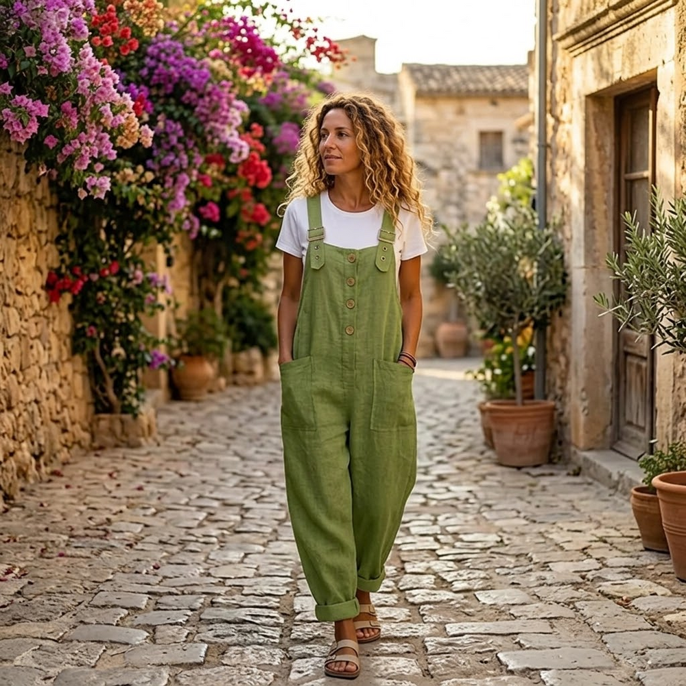 Slowlinen – Loose Button-Front Overalls
