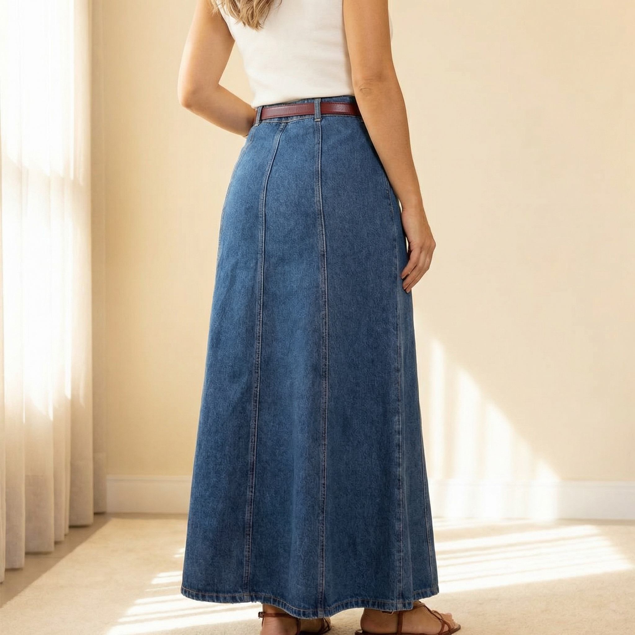 Levara – Flattering High Waist Denim Maxi Skirt