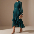 Keyfa – Women's Pleated Ruffle Midi Dress