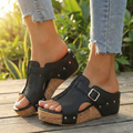 Solana – Retro Cork Wedge Sandals with Rivet Detail