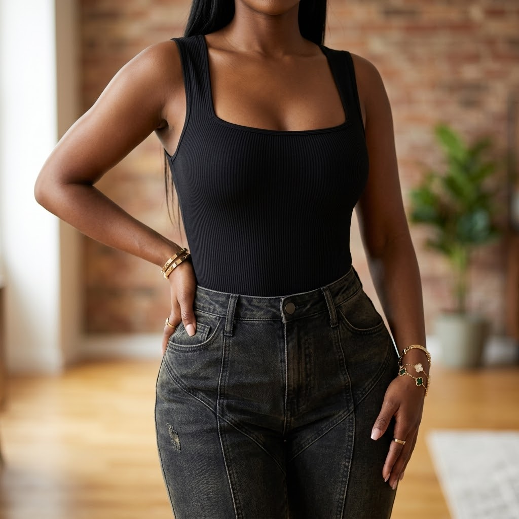 Snatella – Snatched Square Neck Bodysuit for Everyday Layering