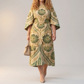 Serenza – Women's Vintage Tapestry Plus-Size Midi Dress