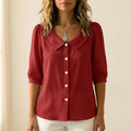 Collara – Retro Peter Pan Collar Button Up Blouse