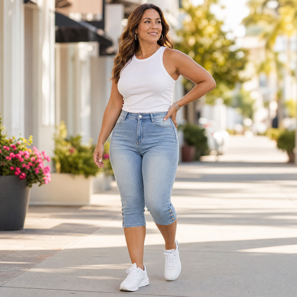 Velora – Women's Slimming High-Waist Capri Jeans