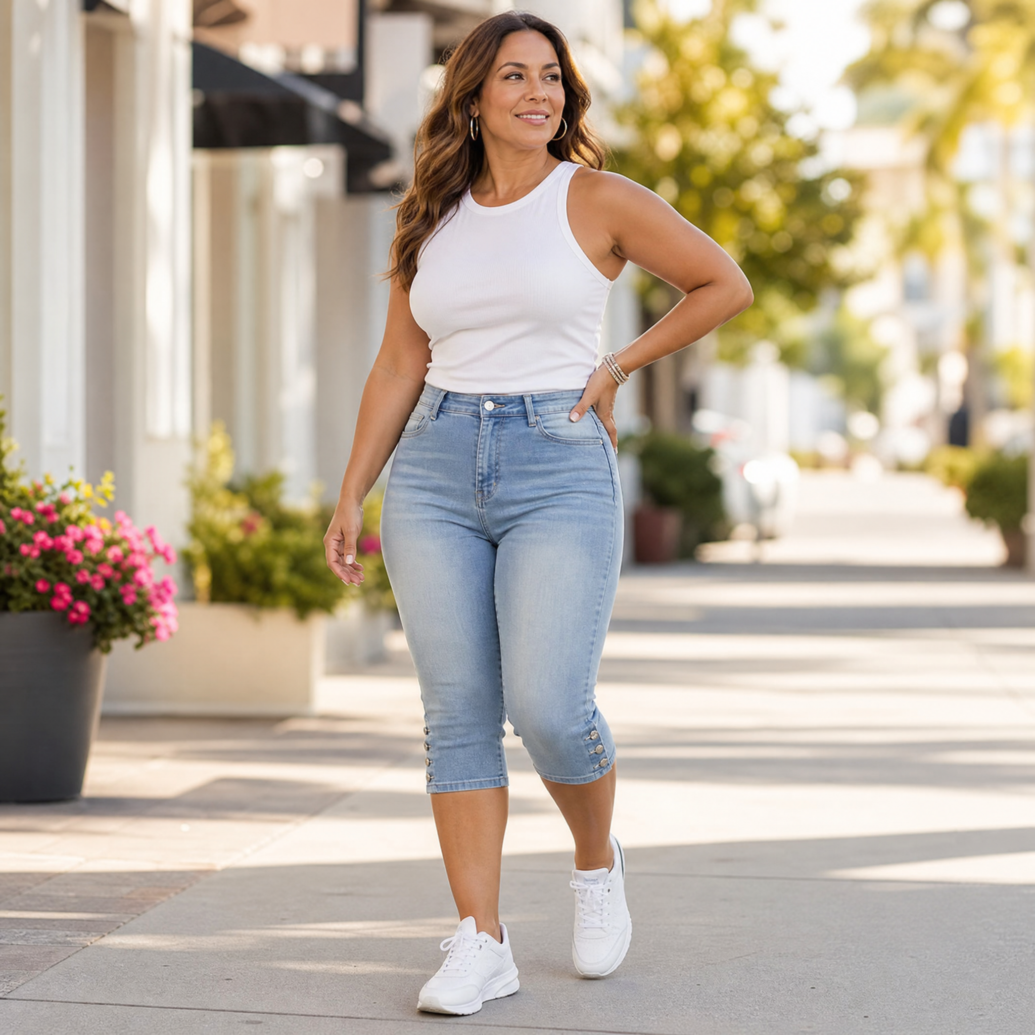Velora – Women's Slimming High-Waist Capri Jeans