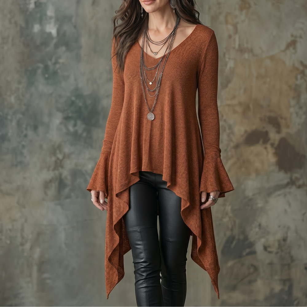 Lirelle – Women's Flowy Handkerchief-Hem Knit Tunic