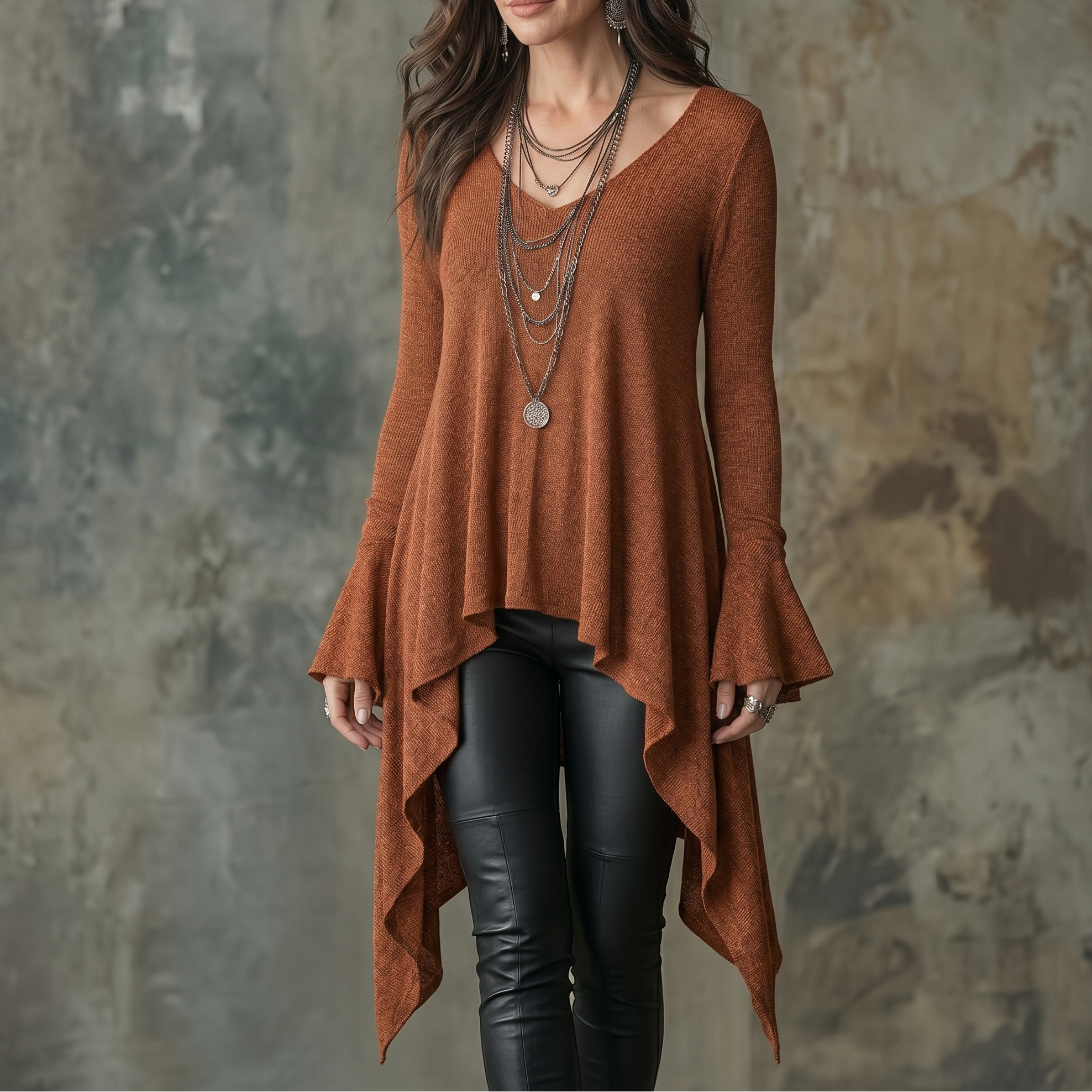 Lirelle – Women's Flowy Handkerchief-Hem Knit Tunic