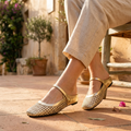 Tessara - Women's Woven Square Toe Mary Jane Flats