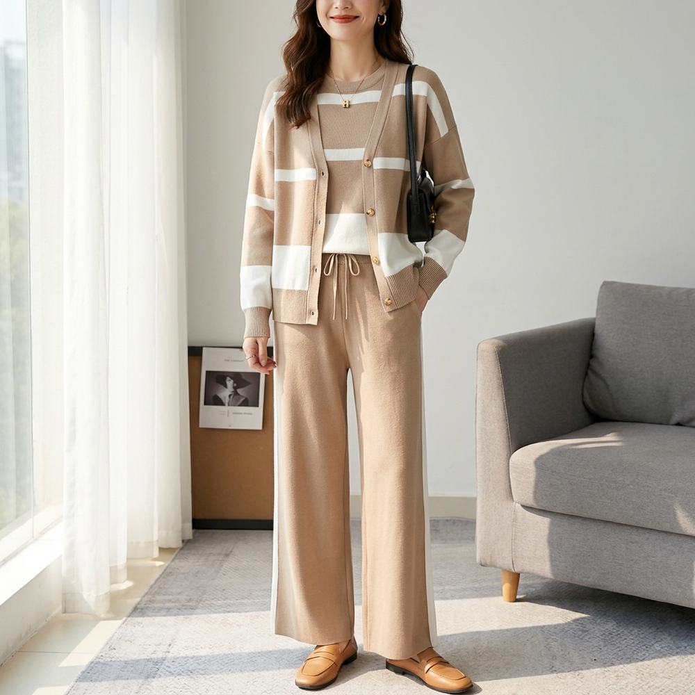 Lunaire – Women's 3 Piece Coordinated Knit Lounge Set