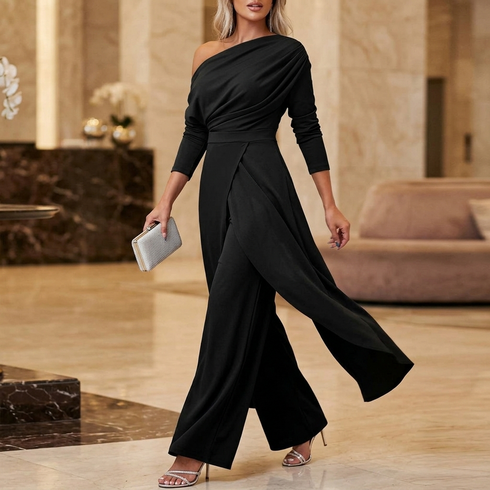 Sorenna - Women's One Shoulder Wrap Jumpsuit