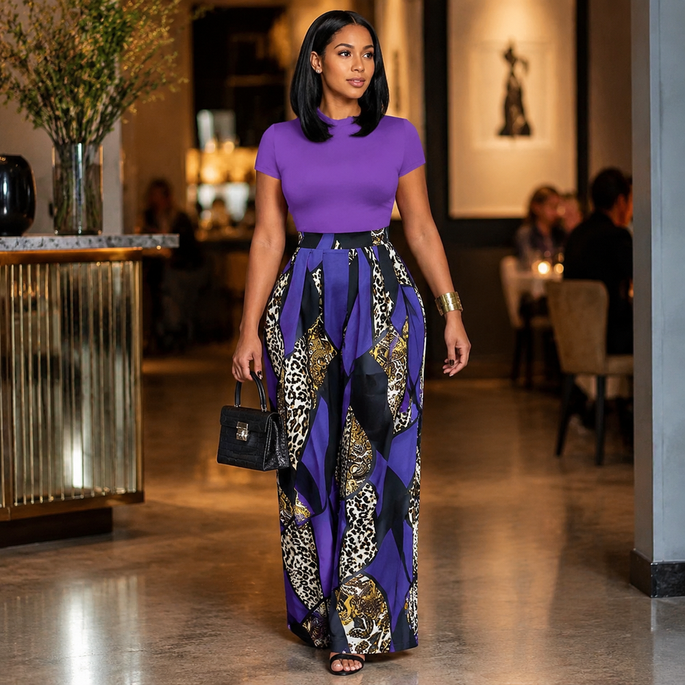 Mireya – Women's Bold Print Wide-Leg Two-Piece Set