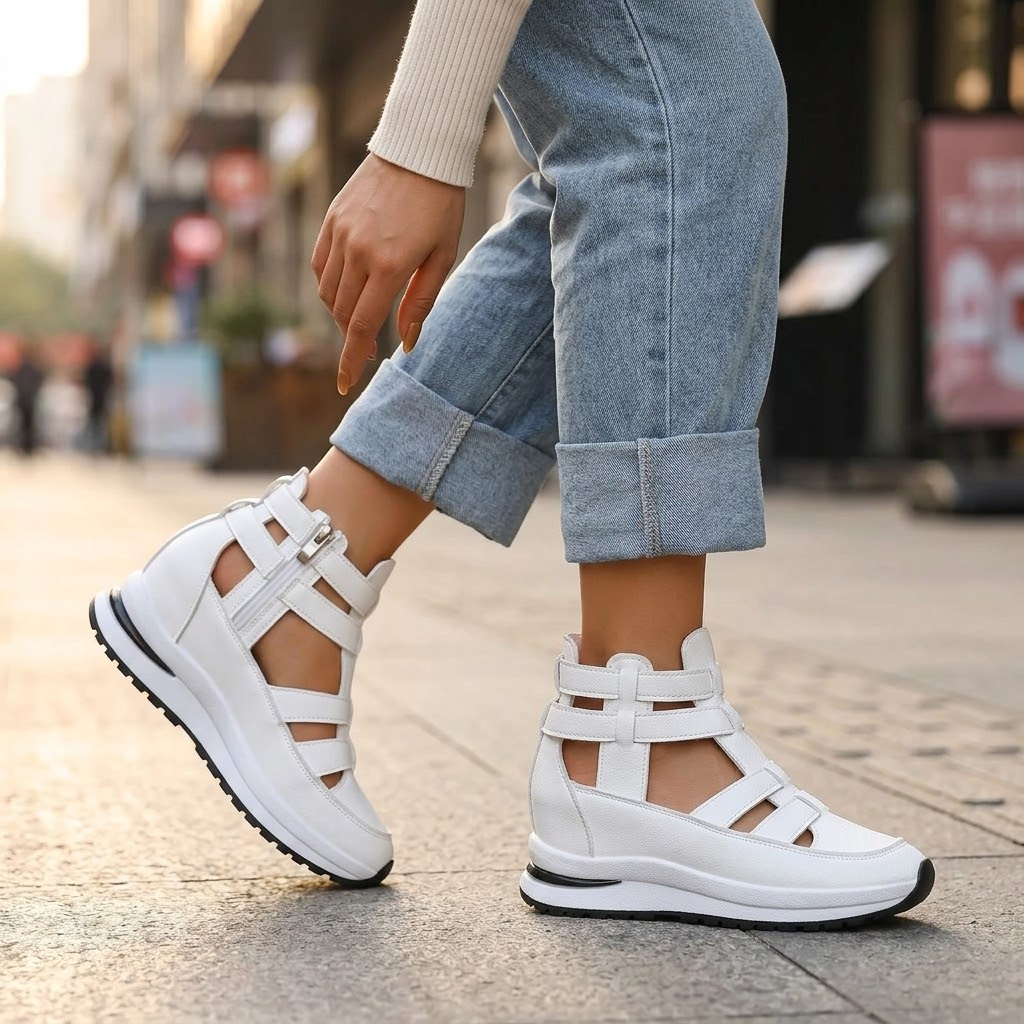 Veluna – Caged Wedge Sandals with Hidden Platform