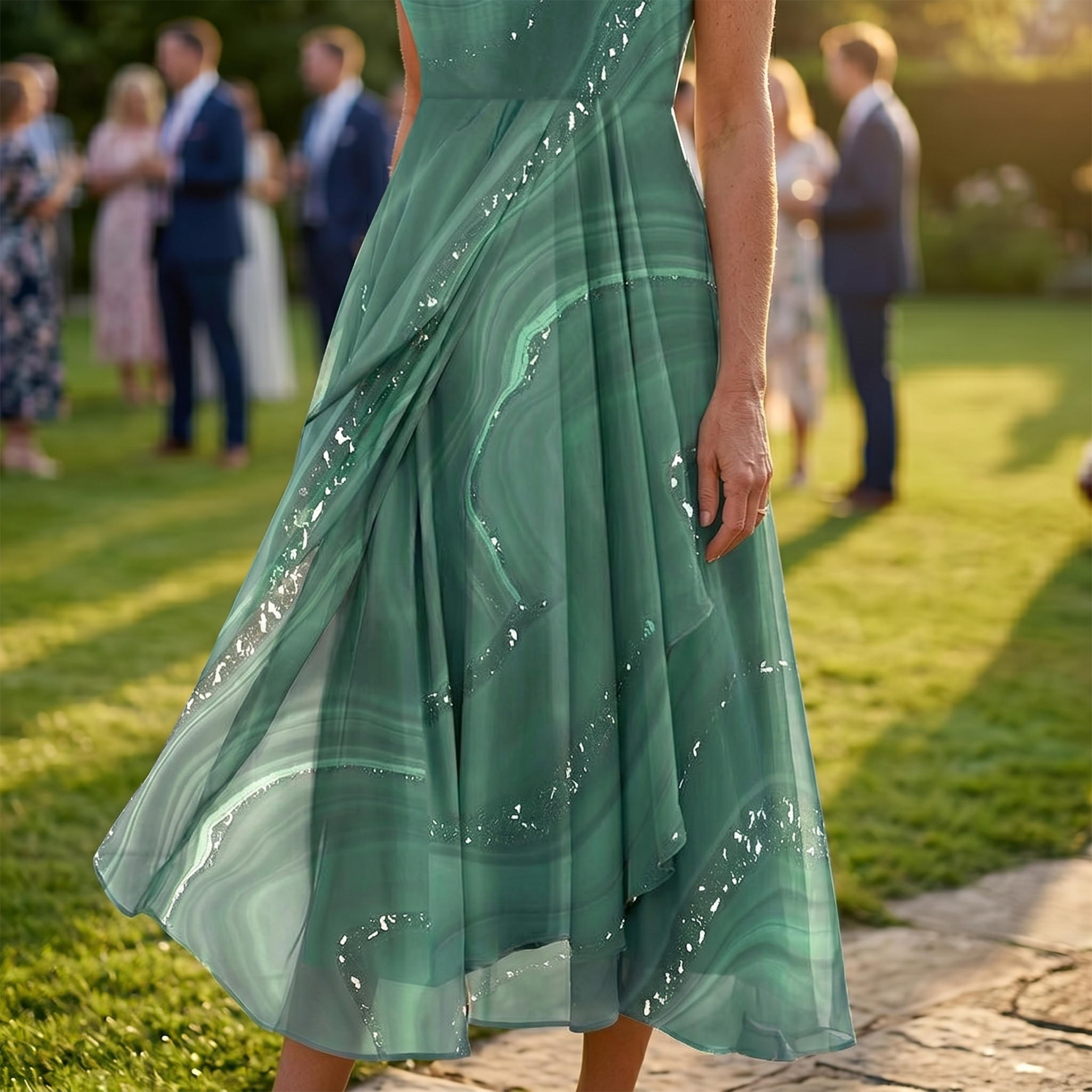 Osyla – Women's Flowing Marbled Midi Dress
