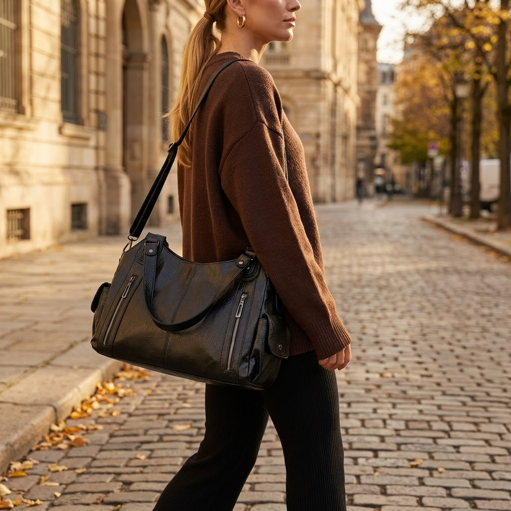 Noirvere – Slouchy Vegan Leather City Tote