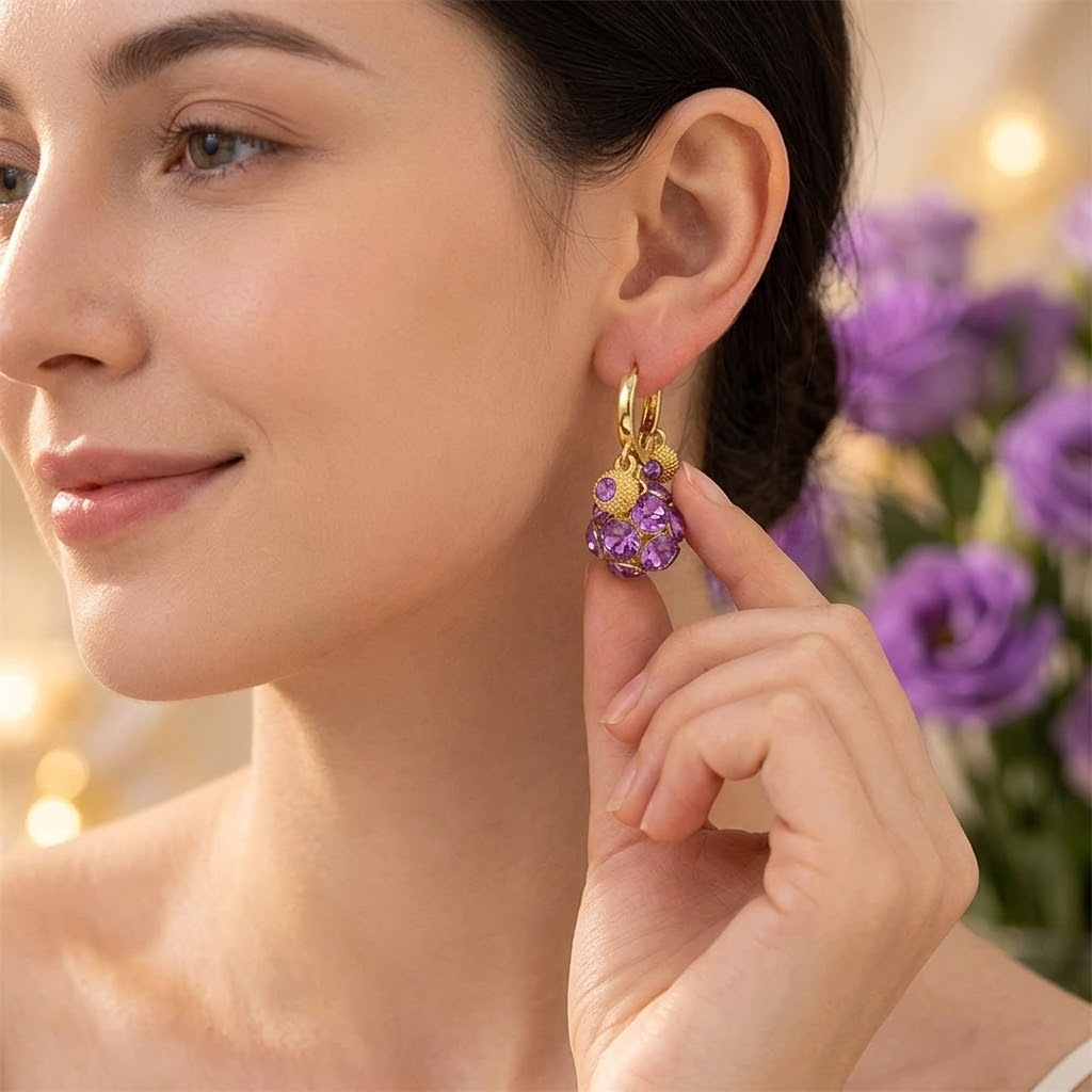Violetta – Romantic Amethyst Crystal Earrings for Her