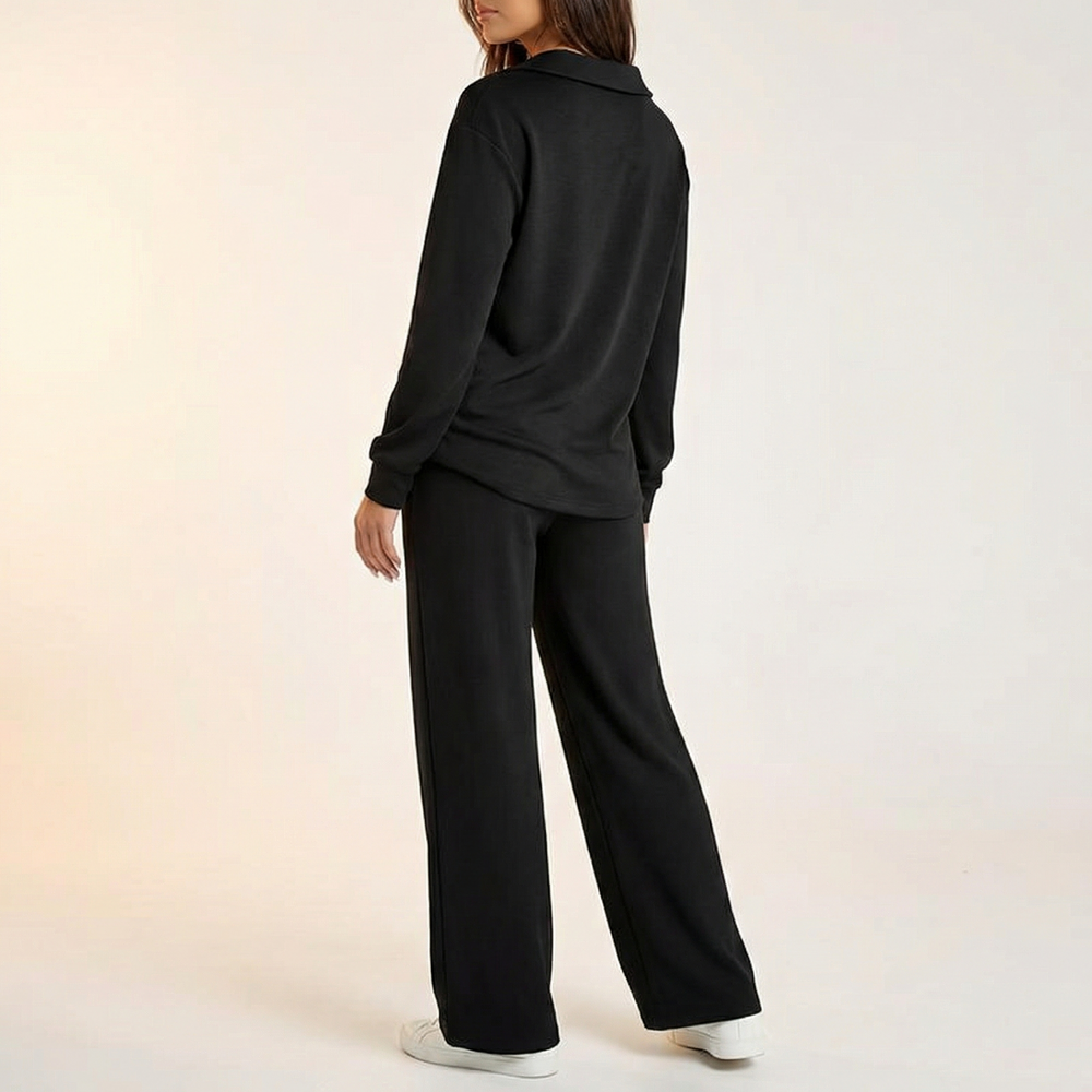 Velaire – V Neck Blouse and Wide Leg Pants Set
